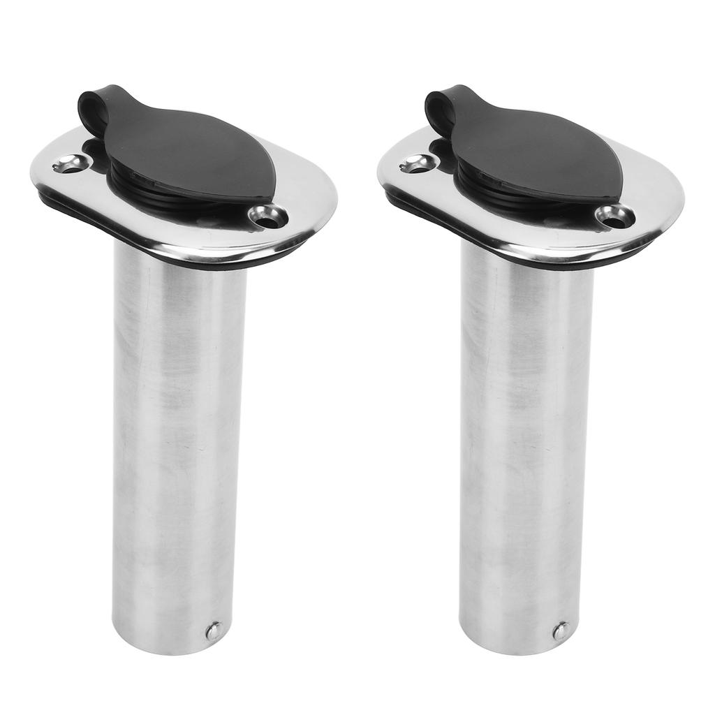 2pcs Boat Fishing Rod Holder 8.5in 316 Stainless Steel UV PVC Liner 90 Degrees  Flange Flush Mount for Yacht