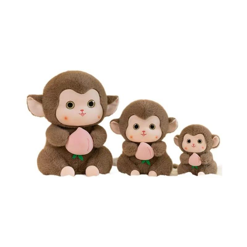 Soft Cute Peach Monkey Plush Toys Children's Sleeping Pillow Wedding Event Gifts Little Monkey Ornaments
