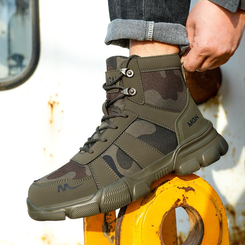 New Fashion Men Safety Shoes Steel Toe Work Shoes Anti-smash Anti-puncture Indestructible Shoes Protective Boots Oil Resistant