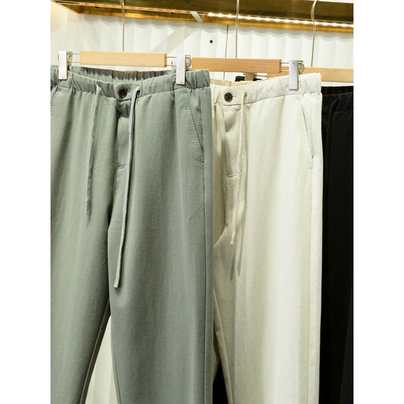 Japan fashion Order Linen/Cotton Tapered Pants Cool Breathable Dehumidifying Men's Spring/Summer Elastic Waist Loose Casual Pants