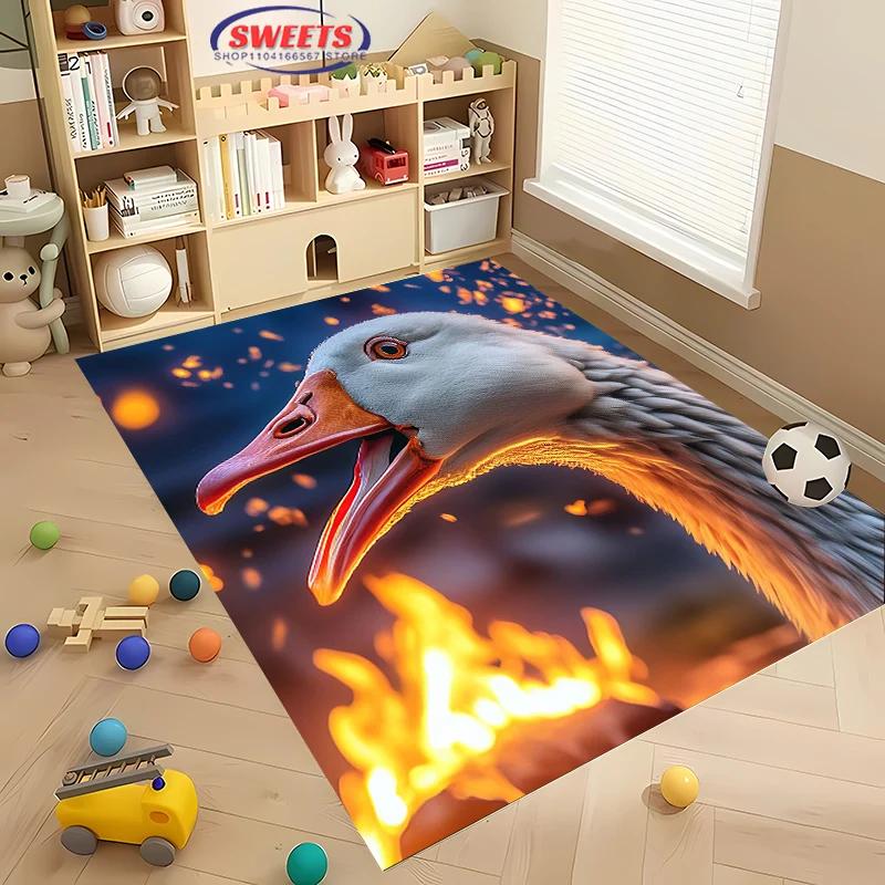 Nová příchozí ! Humorný kachní koberec pro domácí obývací pokoj dětský pokoj, rohožka k pohovce, podlaha do kuchyně, protiskluzový dekorativní koberec, pěkný dárek