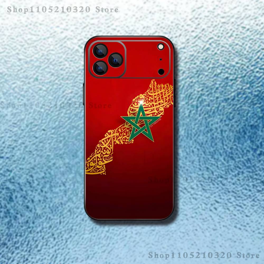 M-Morocco Flag Phone Case For iPhone 17,16,15,14,13,12,11,Pro,Max,Plus,E,Air,Mini Protective Black Cover