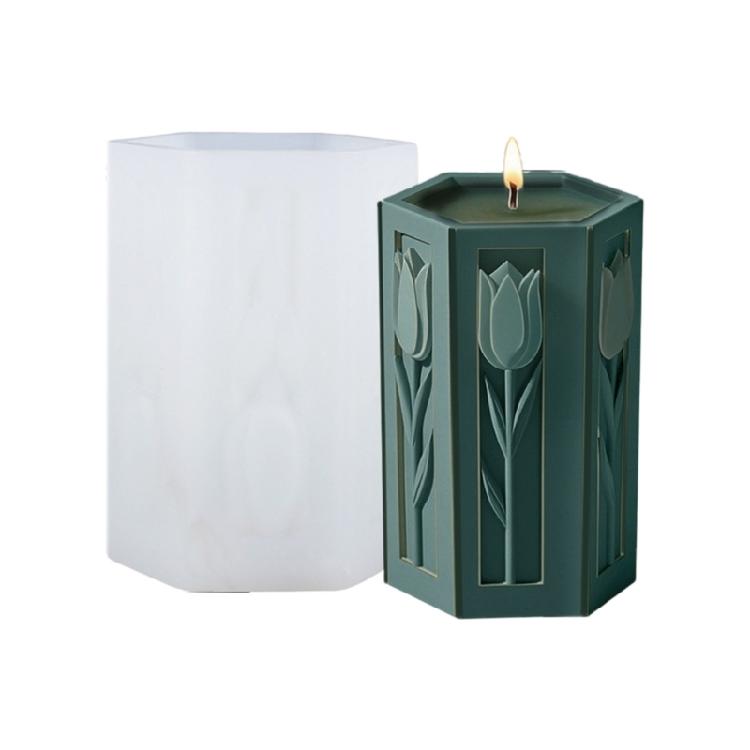 Embossed Flower Cylinder Silicone Molds for Making Candle Soap Gypsum Silicone Molds for Epoxy Resin Home Decoration