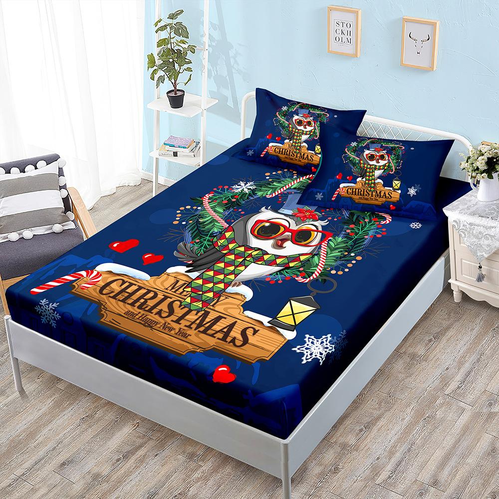 Christmas Three-Piece Mattress Digital Printing Mattress Cover Mattress Protective Cover