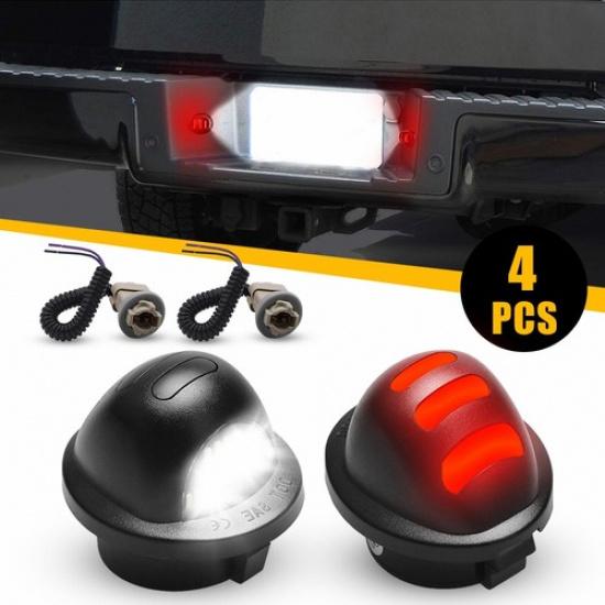 Pair License Lights Plate Set of 2 Driver & Passenger Side White&Red for Ford