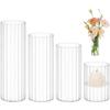 Vaso Fiori Trasparente Design Costolato Cilindrico Forma Cilindrica Vasi Cilindrici Dimensioni Grandi Acrilico Trasparente