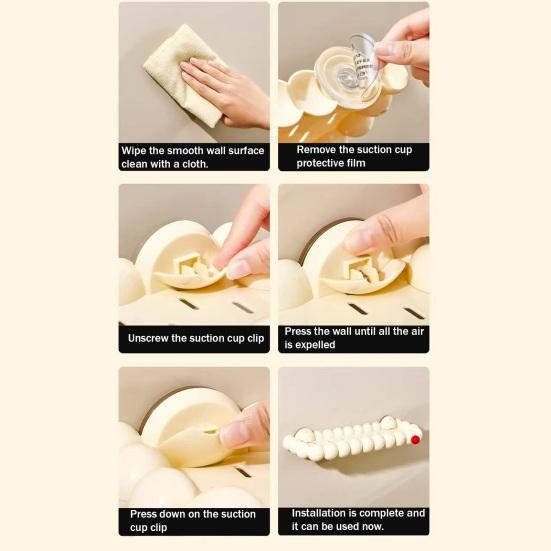 Suction Cup Storage Rack Waterproof Bathroom Rack Wall Mounted Storage Shelf Push-to-Lock Vacuum Seal Organizer Shelf for Kitchen Bathroom