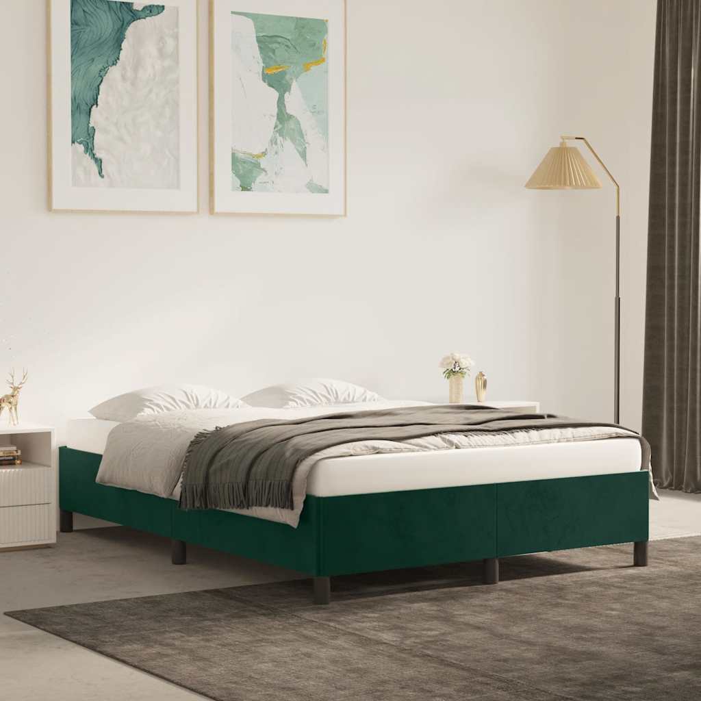 Bed Frame without Mattress Dark Green 140 x 190 cm Velvet