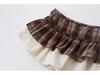 Women's Retro Plaid Embroidered Lace Tie-Up Skirt Curtain