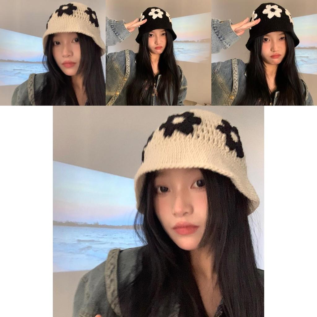 Oversized Knit Comfortable Hat With Ear Protection And Adorable Flower Pattern For Weather Cold