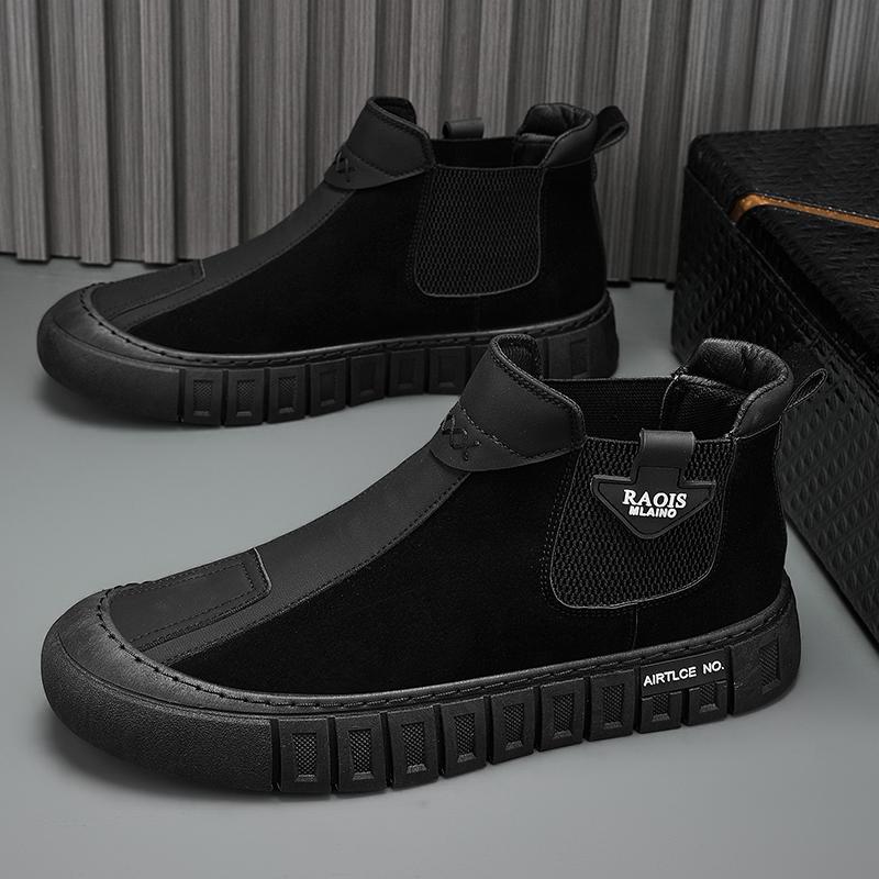 Fashion Chelsea Boot for Men Comfort Autumn Loafers High Top Work Shoes Man Leather Casual Boots Slip-on Platform Ankle Boot Men
