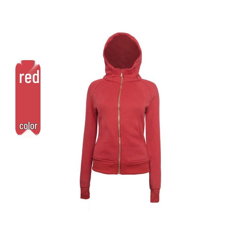 Luqilulu Women's Winter Plus Velvet Warm Hooded Slim Fit Outdoor Sports Jacket