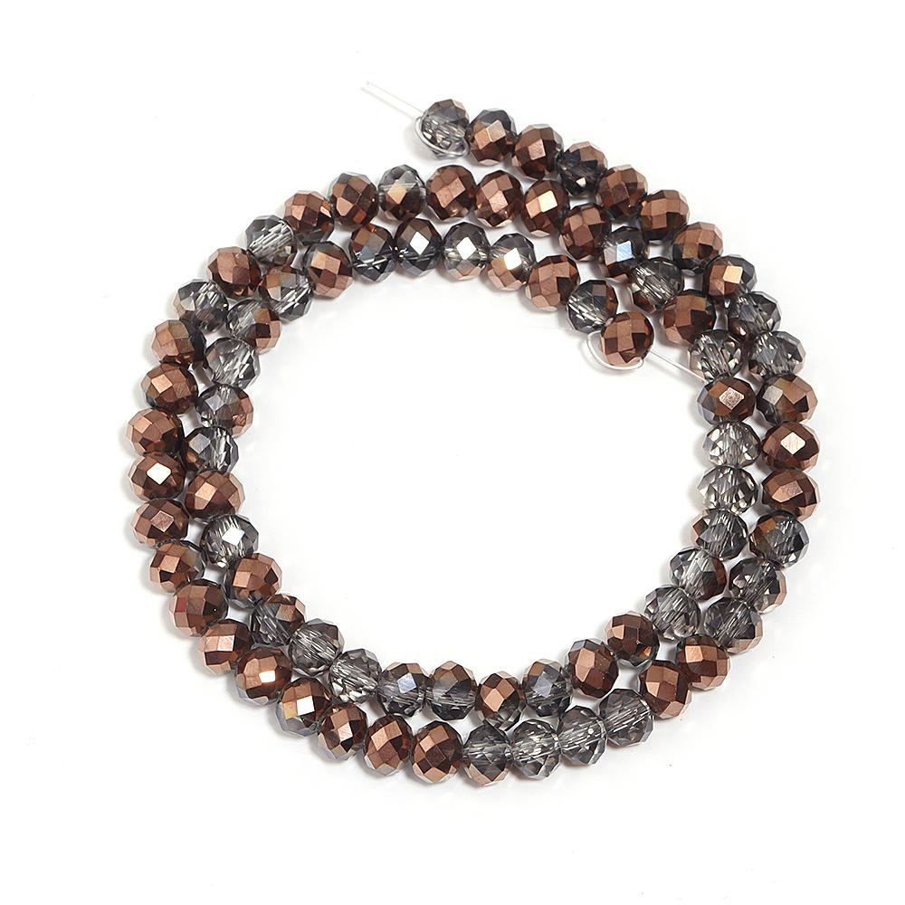 1 Strand 4 6 8mm Faceted Crystal Beads Gold Grey Glass Loose Spacer Beads For Jewelry Making DIY Bracelet Necklace Accessories