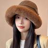 Soft Velvet Panama Hat Wide Brim Winter Fisherman Hat Cute Warm Cap  Skiing