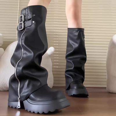 Spice Girl Big Head Pants Boots Women's Thick Soles Increase But Knee Boots Sweet Cool Tall Small Boots Cover