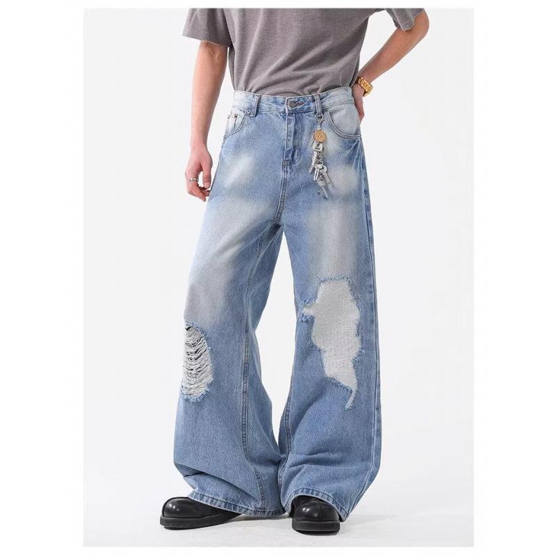 JYL Women s Straight Jeans American Vintage Ripped Summer High-Street Denim S бездна