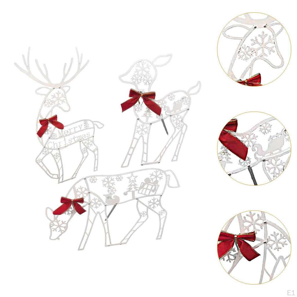 3Pcs Lighted Christmas Outdoor Decorations, Reindeer Family Set Ornaments, Deers