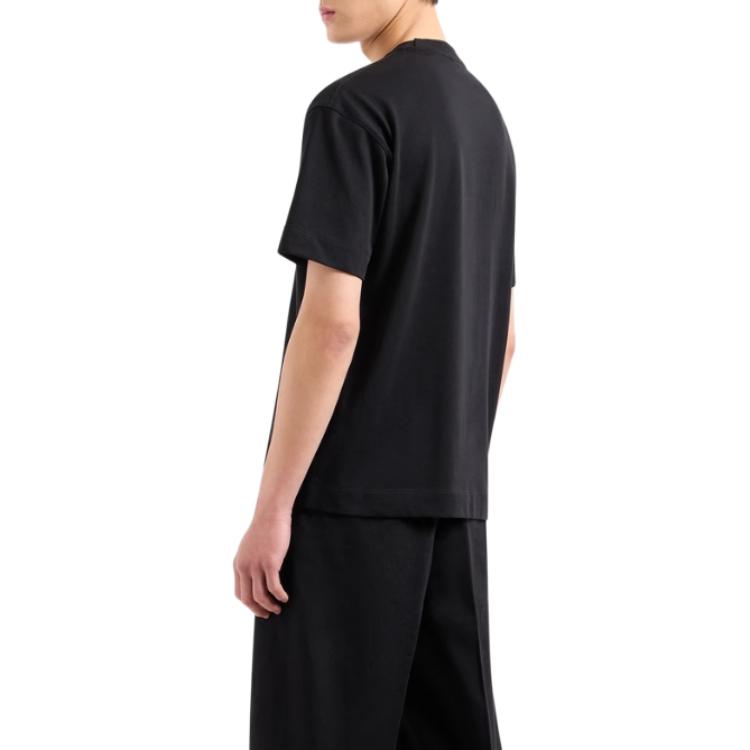 Emporio Armani Solid Color Round Neck Drop Shoulder Short Sleeve T-Shirt Men Tops Black 3D1T94-1JWZZ-0030