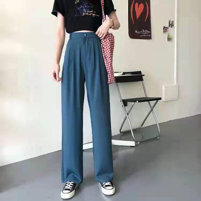 

Women s High Waist Wide-Leg Suit Pants for Spring/Autumn 2XL (130-160 lbs)