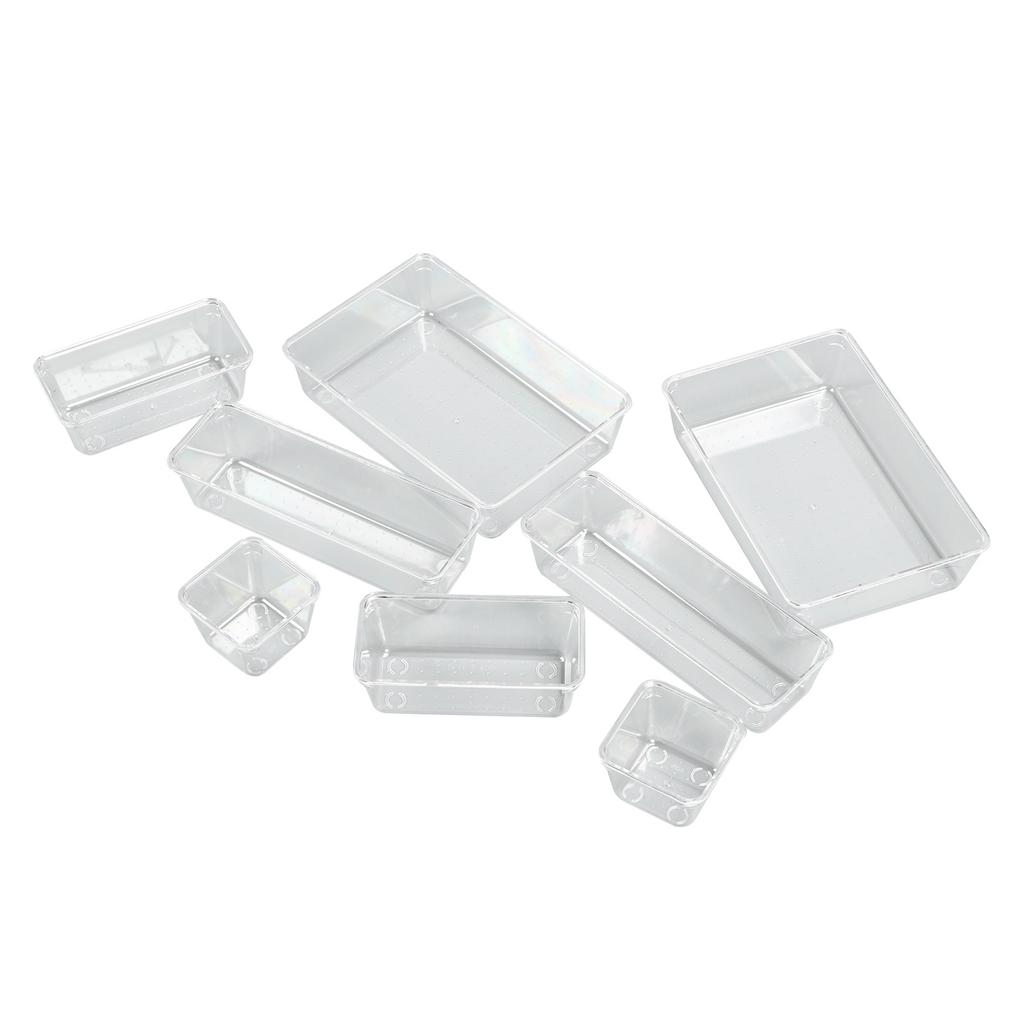 Clear Plastic Storage Box PS 8PCS Stratified Storage Stackable Clear Organizer Box for Jewelry Craft Tackles Tools