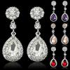 Women Luxury Water Drop Chandelier Earrings Rhinestone Ear Drops Jewelry for Daily Life