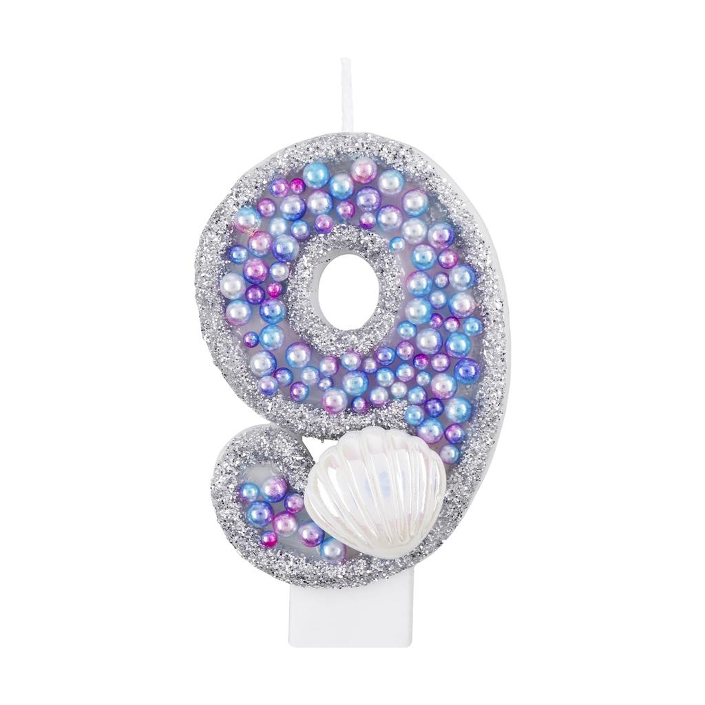 Birthday Candles, Pink Shell Sequins Blue Purple Pearl Boy Girl Birthday Cake for Mermaid Birthday Theme Birthday Decorations