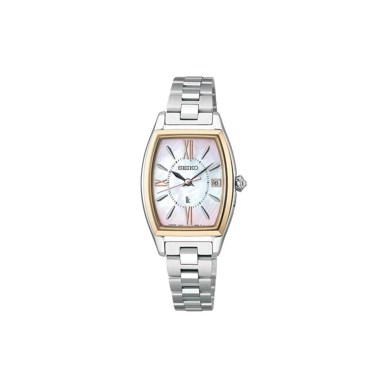 

SEIKO 100 meters waterproof solar Quartz titanium strap 37mm women s watch mother-of-pearl dial SSQW076
