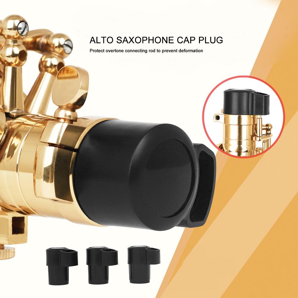 3PCS ABS Plastic Saxophone End Cap Plug Anti-bump Cap Black Bent Neck Protectors  For Saxophone