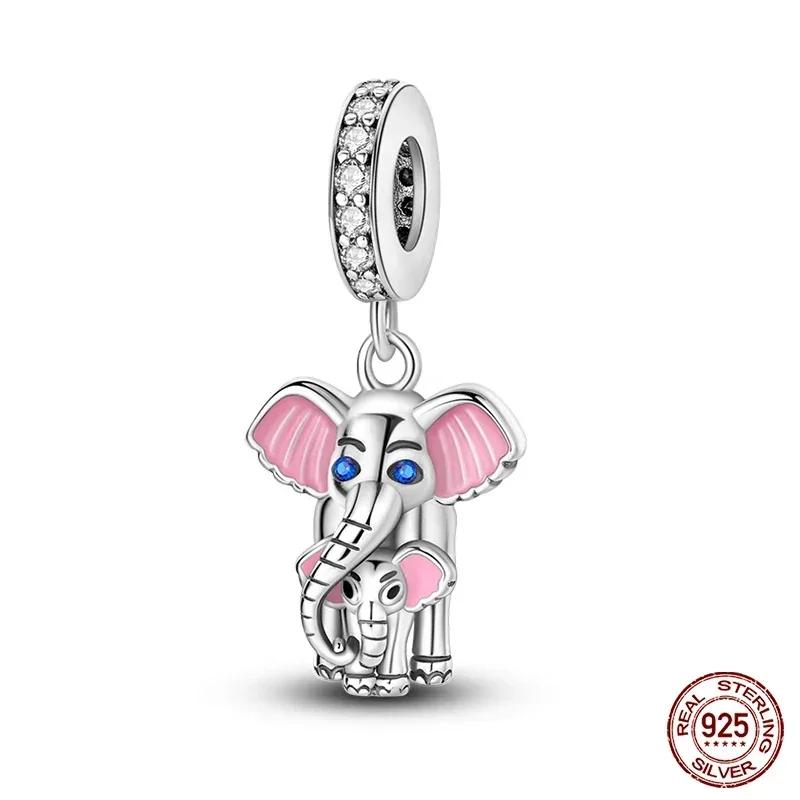 Creative Copper Large Ear Flower Fang Elephant Charm Fit Bracelet Women'S Pet Party Jewelry Accessories