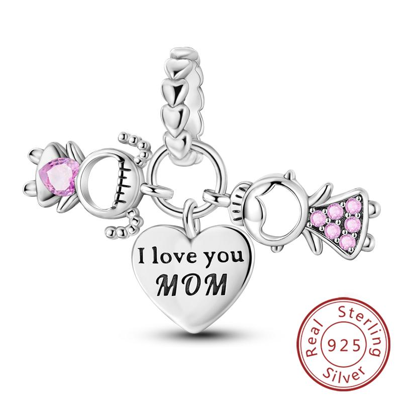 Potrivire Mărgele Charmuri Cupru Original Băiat Fată Mamă Pandantiv Charmuri Pentru Brățară Colier Bijuterii Femei Cadou