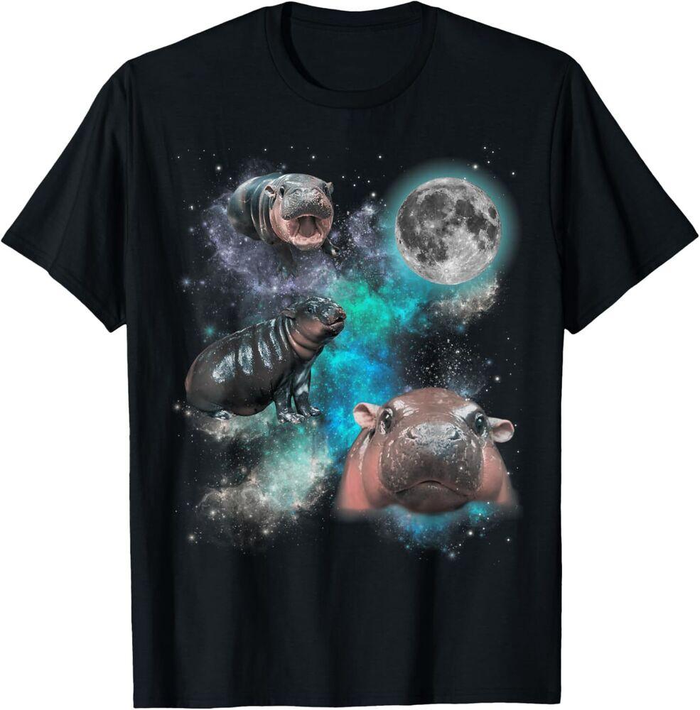 Moo Deng Three Moo Deng Moon Funny Hippo T-Shirt