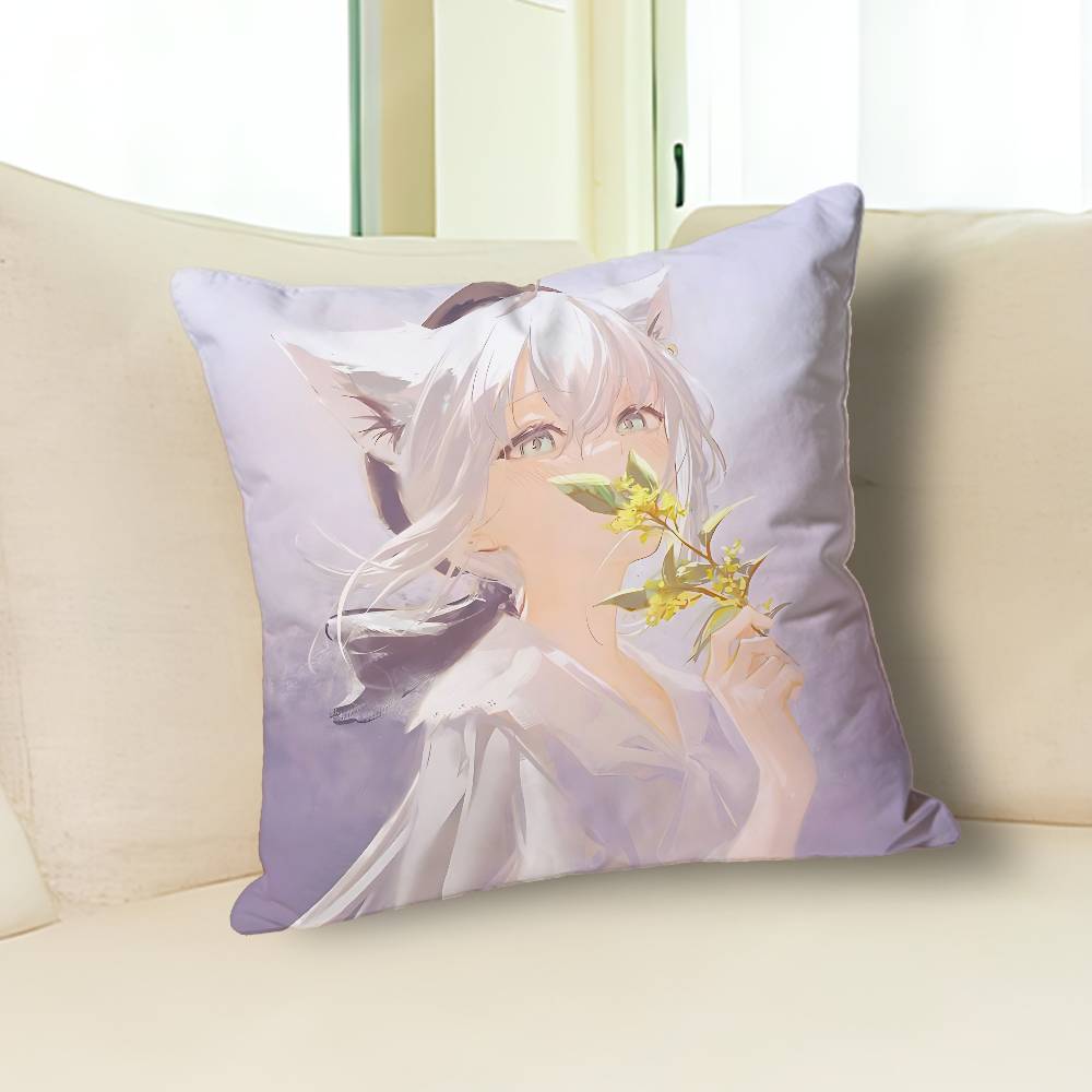 S-Shirakami Cute F-Fubuki Pillow Cases for Bedroom Living Room Sofa Home Decor Polyester Cushion Cover with Zipper