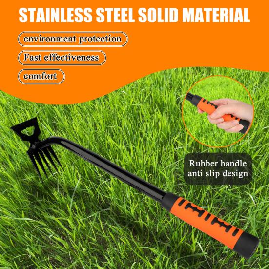 Unkrautzieher-Werkzeug mit ergonomischem, rutschfestem Griff, 5-Zahn-Design, leicht zu reinigen, multifunktionaler Unkrautentferner, Bodenlockerungswerkzeug