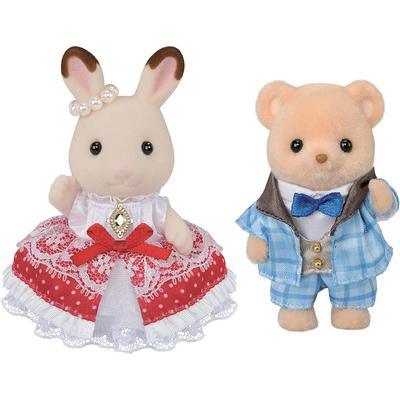 Set de păpuși Sylvanian Families Prietenii Aniversării Flare & Theo C-76 Jucărie Certificată ST Mark pentru Casuță de Păpuși Vârsta 3+