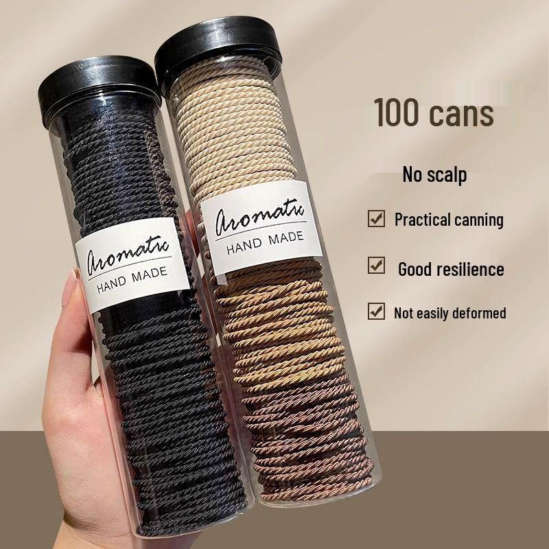 100 Durable Seamless High Elastic Hair Ties with No Damage Barrel Pack