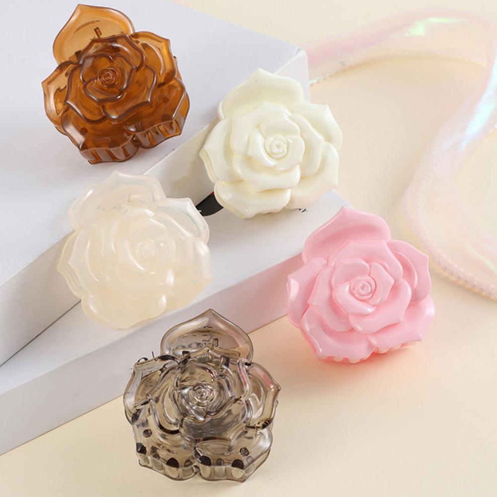 Female Hair Claw 3D Rose Flower Grip Clip Anti-slip Teeth Back Head Clip Large Shark Hair Claw Hair Add-ons High Quality Practical Daily Use