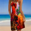 Robe de Plage pour Femme Mini Robe Imprimé Décontractée Moderne Robe Sans Manches Coupe Ample Extérieur Quotidien Été
