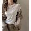 New Autumn Winter Round Neck Mesh Splicing Bottoming Shirt for Women with Long Sleeves Slim Fit Top