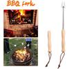 80Cm Grillspieße Edelstahl Holzgriff Lange Lagerfeuer Teleskop Ausziehbare BBQ Gabel Grill Zubehör