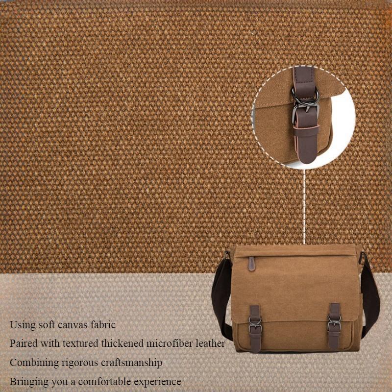BIERLIFU High Quality 16 A Washed Canvas Men's Messenger Bag Explosion Proof Zipper Male Shoulder Bag Student Computer Bag Simple Solid Color Flap Bag
