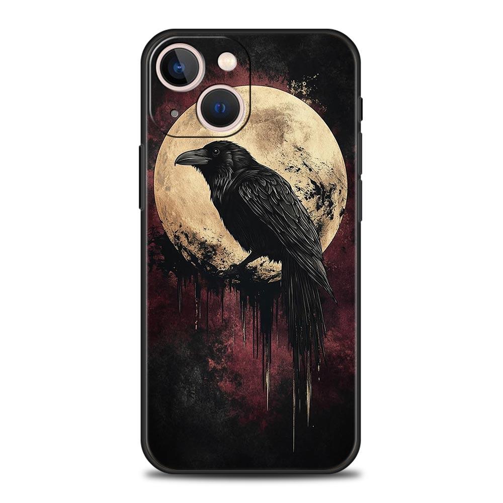Black Raven Phone Case Cover for iPhone 17 16 15 14 13 12 Pro Max 11 Pro Max 17 AIR Plus Shockproof Soft TPU Shell Fundas Capas