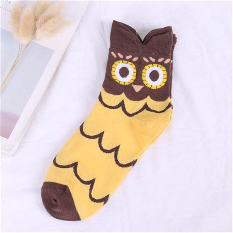 Bay Love Japanische Damen Cartoon Eulen Socken - Niedlicher Tierausdruck Baumwolle Kurzer Schaft