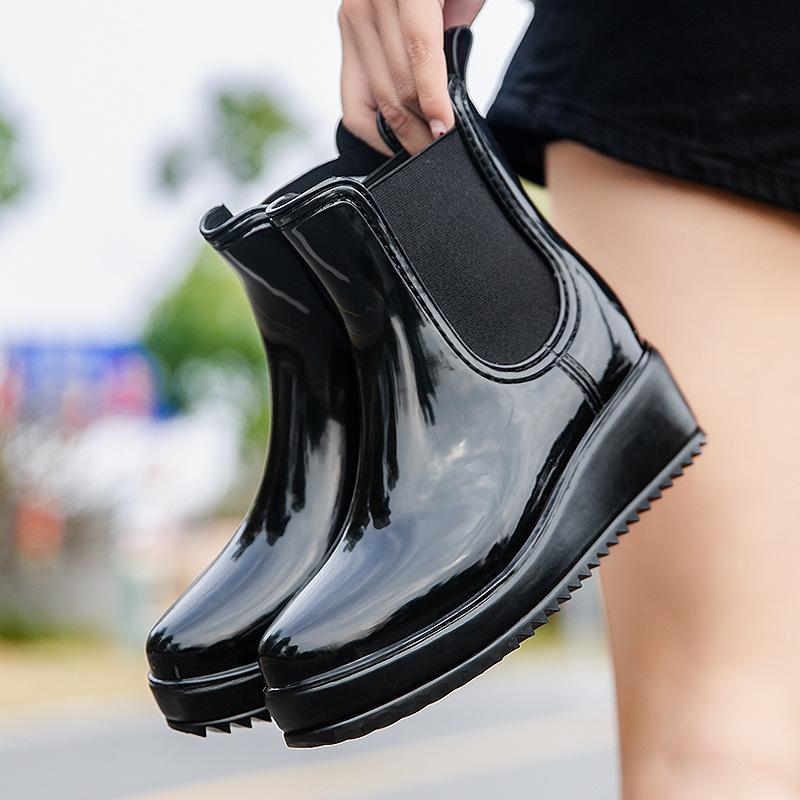Rain Shoes Fashion Women's Versatile Waterproof Rain Boots Short Women's Adult Thickened Water Shoes Martin Rubber Shoes Boots