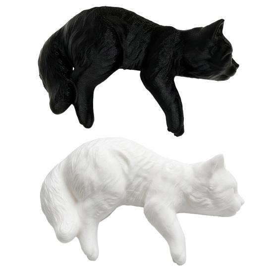 DYS Cute Cat Figurine Computer Monitor Decor, 3D Printed Screen TV Topper, Small Kitten Car Dashboard Ornament for Rearview Mirror, Office Desk