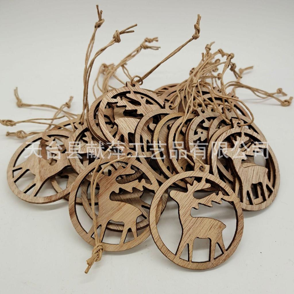Boxed Wooden Christmas Snowflake Pendants: Laser-Engraved Hollow Ornaments