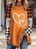 European and American Autumn and Winter New Women's Printed Love Long-sleeved T-shirt