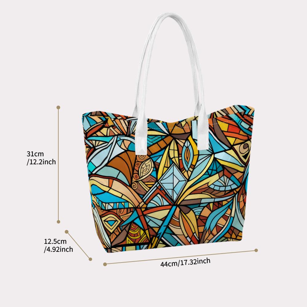 Abstract Geometric Print Tote Bag Fashion All-match Casual Daily Shoulder Bag for Women Shopping Portable Handbag