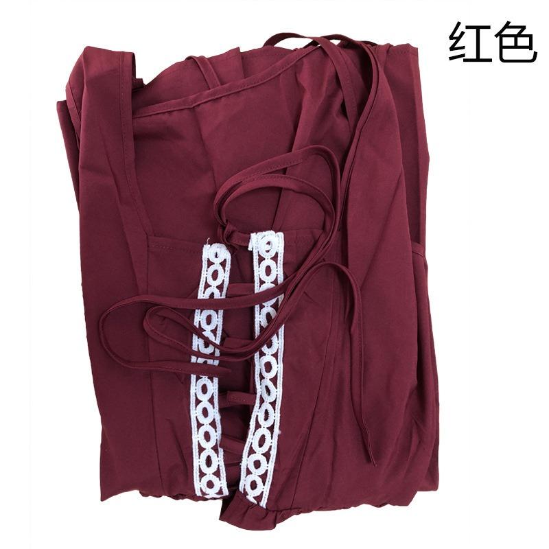 Halloween Costume Square Collar Bundle Waist Medieval Renaissance Vintage Dress