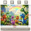 Polyester Cartoon Dinosaur Backdrop, Rainbow Jungle Kids Party Background Banner for Birthday & Baby Shower