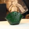 Hard Leather Women's Bag, 2026 New Fashiable Bamboo-patterned Handbag, Shell-style Messenger Bag with Crocodile Pattern